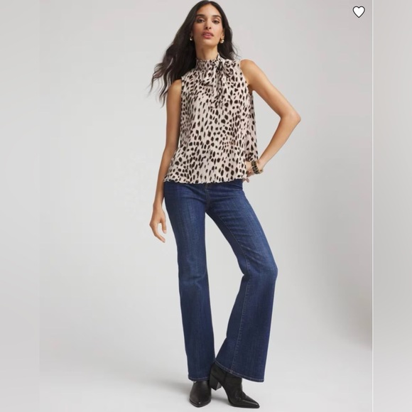 CHICO’S PLEATED SMOCKED TIE-NECK TOP ENGLISH CREAM SZ 3 (XL) - Picture 3 of 7